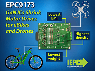 Efficient Power Conversion（EPC）、GaN ICが電動自転車やドローンのモーター駆動回路を小型化すると発表